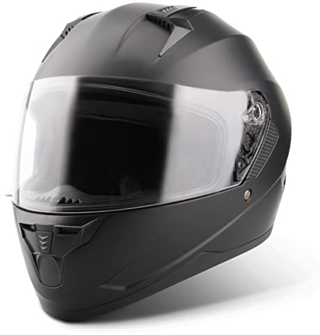 VINZ Vigo Integralhelm | Motorrad Helm Vollvisierhelm Mopedhelm ECE 22.06 | Motorradhelm Full-Face Helme | für Damen & Herren | In Gr. XS-XXL - Matt Schwarz