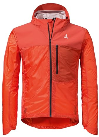 Schöffel Herren Hybrid Jkt Flow Trail M, extrem leichte MTB Jacke, winddichte, atmungsaktive Fahrradjacke mit vorgeformten Ellbogen, poinciana, 56