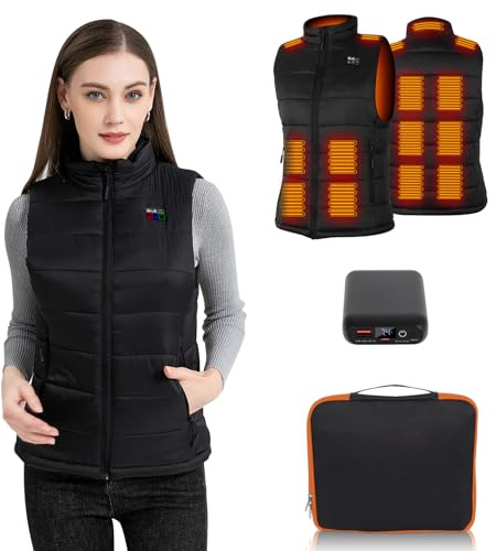 BIAL Veste Chauffante Femme, Gilet Chauffant Femme avec Batterie de 7,4V 16000mAh, Doudoune Chauffante sans Manche pour Ski en Plein air Randonnée Chasse Camping