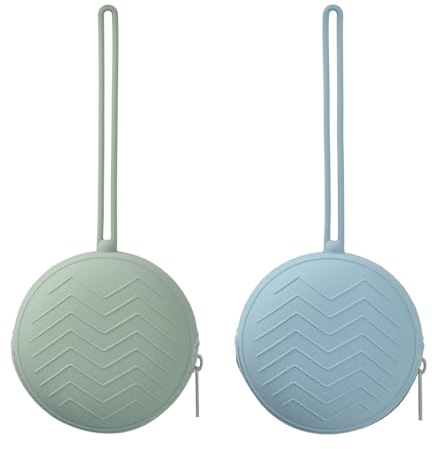 Tibapla Silikon Baby Schnullerbox, 2 Stück Schnullerbox BPA-Frei Schnullertasche Tragbare Schnulleraufbewahrung Box Schnullerbox Pacifier holder für Reisen und Zuhause (Blau + Grün)