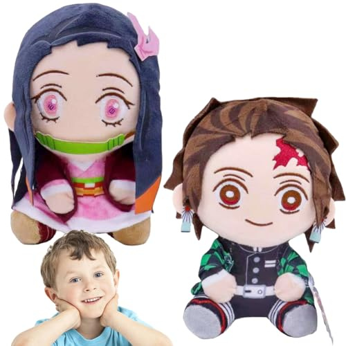 LGQHCE Demonnslayer Plush Toy,Demonnslayer Cartoon Anime Plushie Back Cushion Plush Soft Fluffy Hug Pillow Muppet Cuddly Stuffed Animal Home Car Ornaments Funny Gift for Birthday Christmas Creative