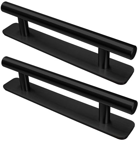 LYCXAMES 2 stycken självhäftande möbelhandtag, skåphandtag i rostfritt stål, utan borrning dörrhandtag, handtag för köksskåp, skjutdörrar, balkongdörr, fönster, 150 mm, svart