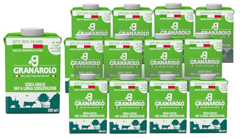 Granarolo, Latte UHT Scremato da 500ml, 12 Confezioni di Latte 100% Italiano, a Lunga Conservazione Grazie al Trattamento UHT, Senza Grassi, Made in Italy