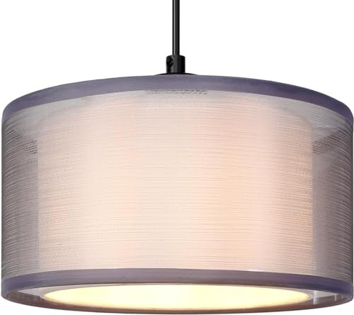 GIGGI 2-Tier Large Lamp Shade, Modern Grey Light Shade, Lampshades for Ceiling Lights, Table Lamps & Floor Lamps, Ceiling Light Shade for Living Rooms, Kitchen, Bedroom, Hallways & Lounges