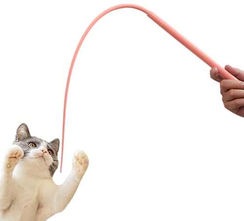 Katzenangel Lang - Katzenstab Interaktives Katzenspielzeug | Silikon Teaser Katzen Zauberstab Spielzeug | Mausschwanzförmiges Zauberstabspielzeug Für Kätzchen Für Indoor-Katzenspielübungen, 77CM