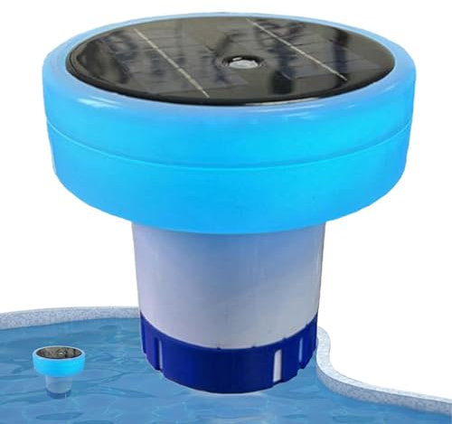 Solar Pool Ionizer | Lys upp klorhållare klor tabletter flytande klordispenser passform | Solar Pool Chlorine Floater | Flytande vattenrenare och renare för trädgård gård pool