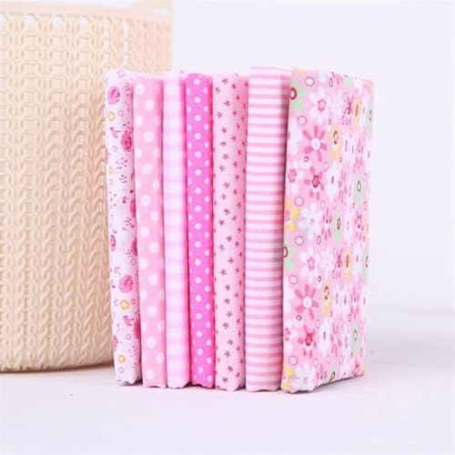 7Pcs Top Pink Cotton Craft Fabric Bundle Squares Patchwork DIY Sewing Scrapbooking Quilting Floral Dot Pattern Craft and Hobby Fabric Sewing10 x 10 (25cm x 25cm)