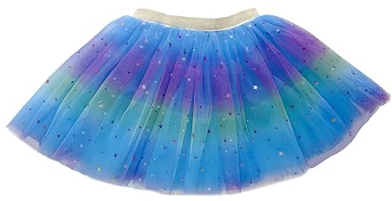 Girls Tulle Layered Rainbow Skirt Dance Star Tutus Princess Ballet Dress for Party Rave Festival Halloween Costume, 2-8 Years Old (UK, Age, 2 Years, 6 Years, Regular, Standard, Blue)