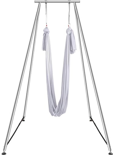 VEVOR Set di telaio e amaca per yoga aereo, 2,9 m con amaca in nylon da 6,6 m, supporto resistente di alta qualità, capacità massima 250 kg, per allenamento fitness aereo interno ed esterno (bianco)