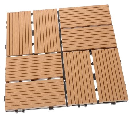 Tofficu Wood Plastic Floor Slabs Interlocking Deck Tile Garden Tiles Outdoor Balcony Flooring Self-assemble Home Decor