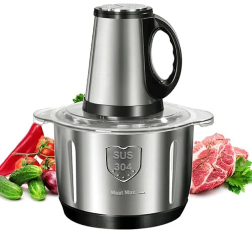 Procesador De Alimentos, Picadora De Carne De Acero Inoxidable De 5 L Y 3 Velocidades, Potente Motor De 500 W, Desmontable, FáCil De Limpiar: Verduras, Cebolla, Ajo Y Carne
