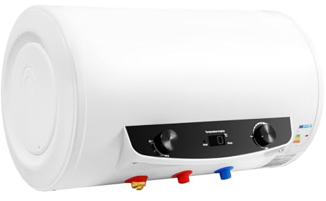 Vattenvärmare dusch elektrisk vattenvärmare, 2 000 W tank-vattenvärmare, 35 l, 25–75 °C, digital temperaturdisplay, med handdusch och kran, vit