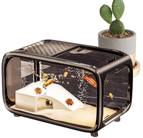 Kleines Aquarium | Landschaftsaquarium für Betta, Aqua-Habitat aus Acryl mit oberem Stromloch für Schildkröten und