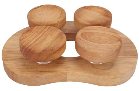 CCYLEZ Reposacabezas de Madera para Sauna, Almohada Giratoria para Sauna, Almohada para Cabeza de Sauna con 4 Superficies Cóncavas, Rueda Universal, para Relajación y Alivio del Dolor
