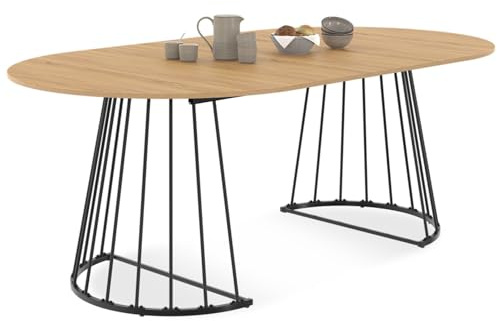 IDMarket - Table à Manger Extensible Ronde Yuna 4-10 Personnes Bois et Noir 110-200 cm