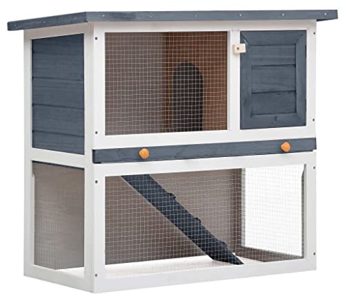 Casa para gatos, establo para conejos, 1 puerta, madera gris, establo para animales pequeños, perfecto para exterior y interior