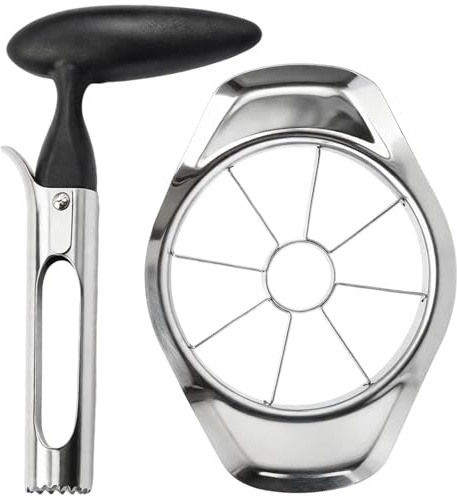 2-Piece Apple Corer and Slicer Set, Stainless Steel Apple Cutter with Core Remover Tool, Efficient Fruit Preparation for Kitchen Use, Ergonomic Design for Easy Handling,