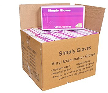 1000 gloves - 10 boxes - Disposable Clear Vinyl Gloves, Latex and Powder Free Size Large. Cleaning, Decorating, Tattoo, Motor Mechanics