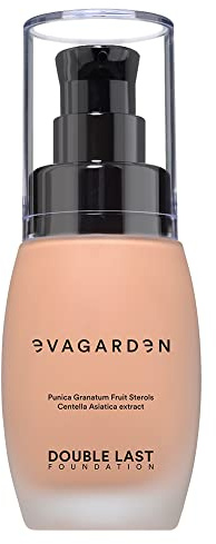 EVAGARDEN Double Last Foundation - Provides Flawless Coverage with Creamy, Liquid Texture - Protects Skin All Day Long - Offers Incredible Natural and Luminous Finish - 166 Bisque Rose - 1.01 oz
