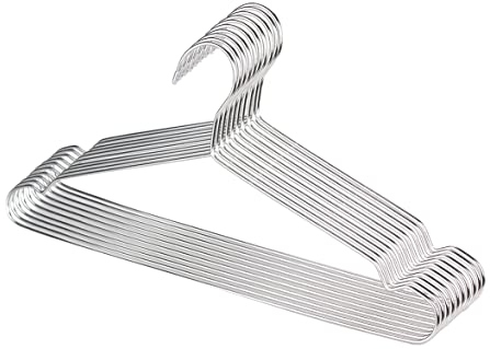 Puersit 30 Stück Kleiderbügel Metall, 42cm Kleiderbügel aus Edelstahl Platzsparende Belastbar mit Schwerer Kleidung rutschfest mit Einkerbungen Robust