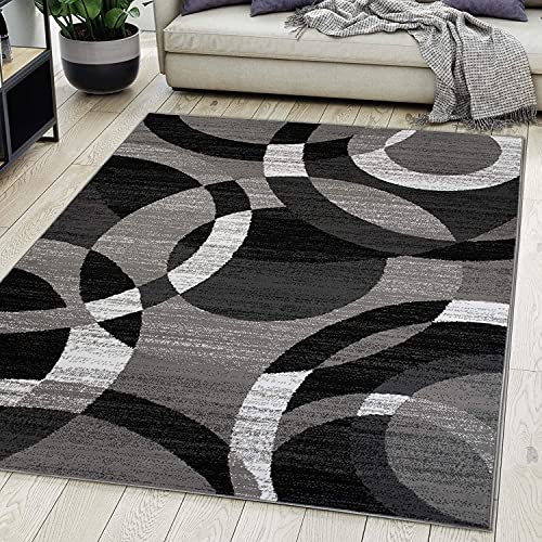 Carpeto Rugs Teppich Wohnzimmer Kurzflor Grau Modern Geometrisch Muster Öko-Tex 200 x 300 cm