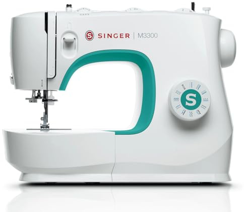 Singer M3300 Sewing Machine with 97 Stitch Applications, Metal Plastic, Green/White