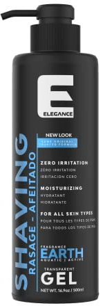 E Elegance Barber Accessories - Transparent Shaving Gel For Men Or Women, Aquatic/Acive Earth Fragrance - The Ultimate Shaving Solution For A Smooth, Irritation-Free Experience, 16,9 Oz