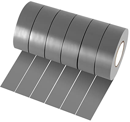 Xrkuu 6 Rollen Isolierband Grau, 18 mm x 10 m, PVC-Isolierband, wasserdicht, stark klebend, für Draht-Projekte, Isolieren und Reparieren von gebrochenen Drähten