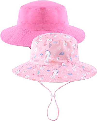 Adorel Cappello da Sole Estivo Bambino Confezione da 2 Rosa Chiaro&Ippocampo Rosa 3-7 Anni (Dimensioni del Produttore:M)