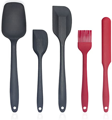 5 PCS Silicone Spatulas for Cooking | Heat-Resistant Ergonomic Spatulas for Baking | Mixing Spoons | Non-Stick Rubber Spatula | Silicone Kitchen Utensils Sets | Dishwasher Safe Bakeware Set…