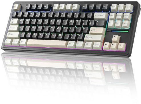 YUNZII YZ87 Guarnizione Tastiera Meccanica, Tastiera di gioco intercambiabile calda senza fili TKL con imbottitura a 4 strati (nero)