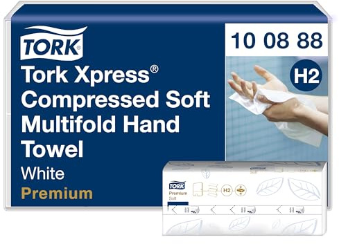 Tork Xpress Compressed Soft Multifold Hand Towels White H2, Premium, 2-ply, M-fold, Large, 12 x 170 Sheets, 100888