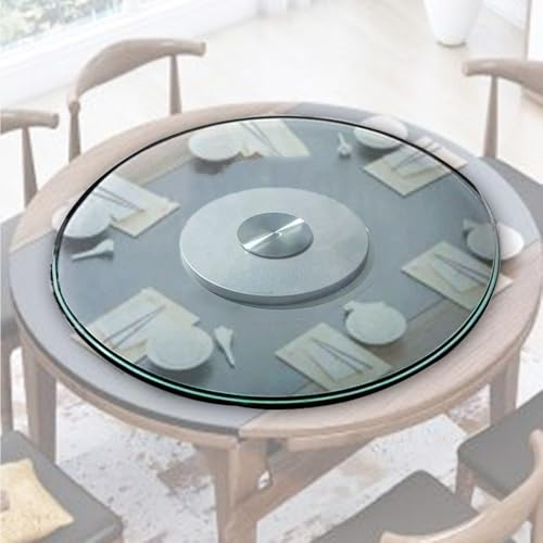 QSPNVFB 85cm Piatto Girevole in Vetro, Grande Lazy Susan Vassoio da Portata, 60cm 80cm Rotonda Giradischi Piatto da Portata Girevole per Tavolo da Pranzo(90cm(36inch))
