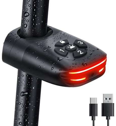 ONVIAN 2 in 1 Bike Alarm with Taillight, USB Rechargeable 105dB Anti-Theft Bicycle Alarm Brake Sensing Rear Light, IP65 Waterproof 4 Modes Safety Flash,Vibration Sensor Ebike Warning 1.5H Fast Charge