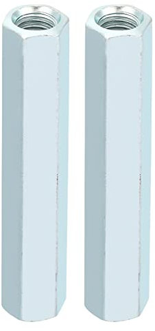 TICFOX 2 Pezzi M8 Dado Esagonale Lungo, 66mm, Acciaio al Carbonio Zincato, Esagonale