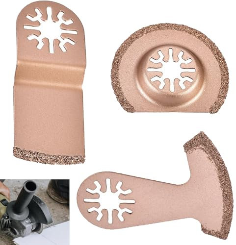 SIXHAOBU Set di 3 lame per sega multiuso per utensili in pietra Lama fein diamantata per sega oscillante per la macinazione e la rimozione di malta cementizia e piastrelle di ceramica