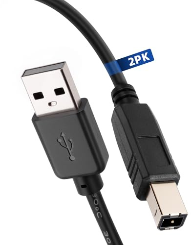 Mygatti Cavo USB 2.0 B per stampante da 2 m/2 pezzi,Cavo tipo A a tipo B,compatibile con stampanti o scanner,DAC,pianoforte digitale,TV touchscreen con porta USB-B e altro ancora