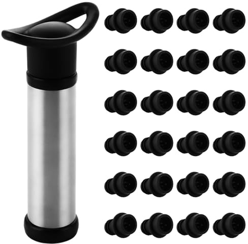 LOLYSIC Pompa a vuoto per vino con 24 tappi, tappo per bottiglie di vino, tappo per vino, tappo per vino, tappo per vino riutilizzabile, mantiene fresco il vino, protegge la qualità delle bottiglie