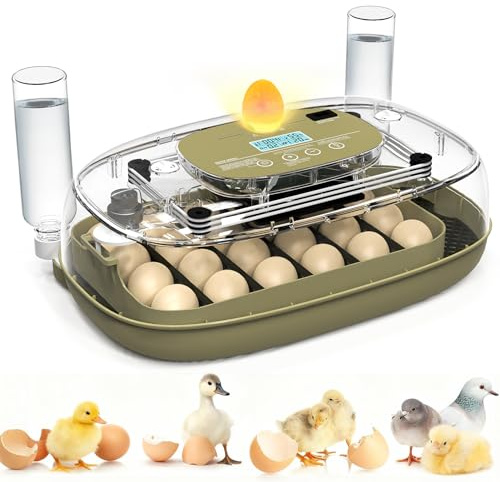Keleef Egg Incubators for Hatching Eggs, 24 Eggs Incubator for Eggs with Automatic Turning, Temperature and Humidity Control, 360° View, Poultry Incubator for Chicken Duck Goose Quail
