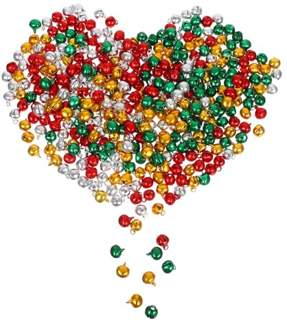 UTHCLO 400 Pezzi Mini Campanellini Natalizi Colorati in Metallo per Appendere Campanelle per Decorazioni Fai da Te Collari Animali Portachiavi e Addobbi Albero di Natale