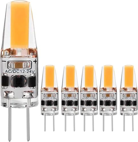 Bombillas LED G4 de 3 W, equivalente a halógeno de 30 W, regulables CA/CC 12 V-24 V, blanco cálido 3000 K, 300 lm, paquete de 20