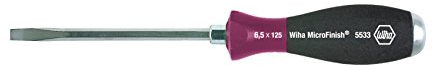 Wiha Schraubendreher MicroFinish® Schlitz mit durchgehender Sechskantklinge und massiver Stahlkappe (29137) 10,0 mm x 175 mm, für ölige und feuchte Anwendungen, optimaler Halt mit nassen Händen dank Oberflächenstruktur, für gezielte Hammerschläge, Schlagen und Meißeln, Sechskantansatz zum Lösen von festsitzenden Schrauben