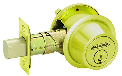 Schlage B560P 605 C Keyway Series B500 Grade 2 Deadbolt Lock, Single Cylinder Function, C Keyway, Bright Brass Finish