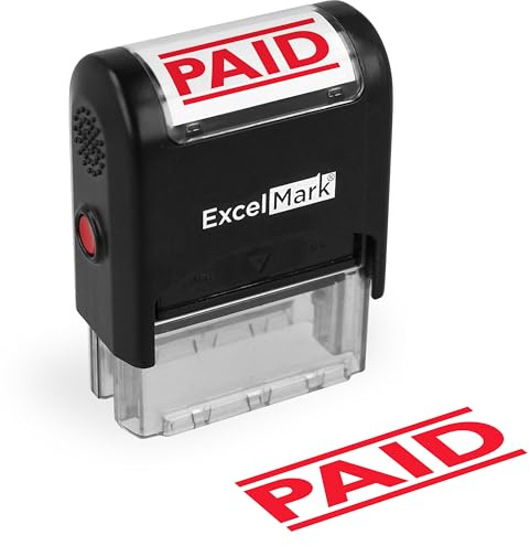 ExcelMark Paid Stamp Self-Inking Rubber Stamp - Red Ink for Office Use, Ideal for Efficient Document Management with Paid Stamps, Perfect for Professional Settings