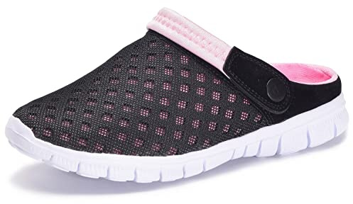 Eagsouni Mens Womens Breathable Mesh Slippers Beach Sandals Garden Clogs Hollow Out Outdoor Sports Casual Summer Shoes Flip Flops, Pink, 4 UK