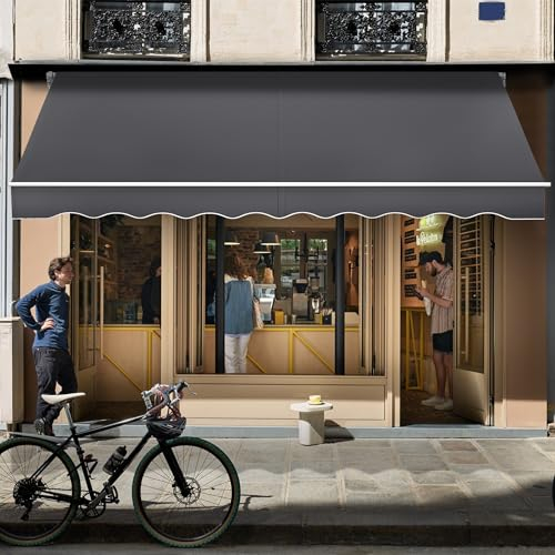 hengmei Aluminium Marquise Store Store pour le Balcon Protection solaire Store banne Bras articulé Store d'ombrage 300*250cm gris foncé