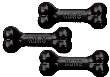KONG Extreme Goodie Bone hundleksak, medelstor, svart, 3 stycken