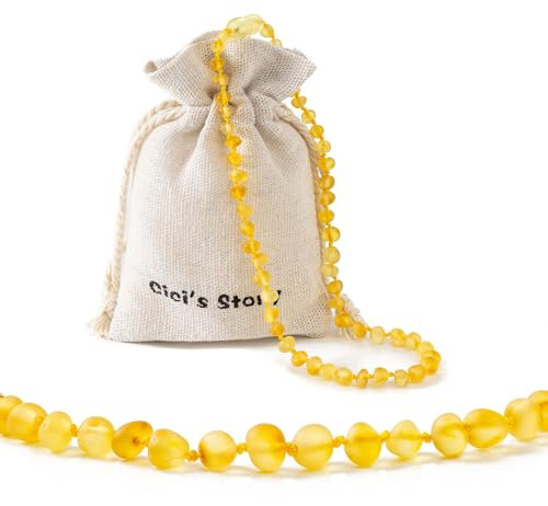 Bärnstensfärgat halsband(Unisex)(Butterscotch Raw) - 33cm lång - 100% naturliga & handgjorda bärnstensfärgade smycken