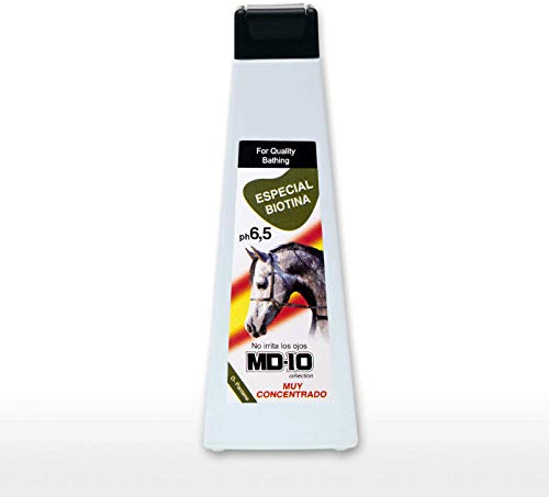 Champú para Caballos con Biotina - Estimula Crecimiento y Grosor del Pelo - Champú Suave Dermoprotector con Vitamina D-Pantenol - Contiene Aceite Esencial de Romero - pH 6.5-750ml - MD10 Collection