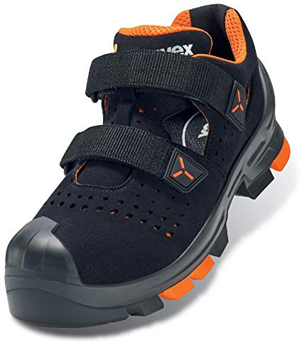 Uvex 2 Sandalias de Seguridad S1P – para Hombre y Mujer – W14 (Extra Anchas), Naranja Negro, 45 EU